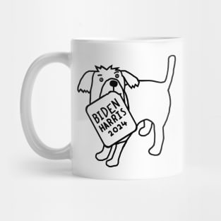 Dog with Biden Harris 2024 Sign Line Drawing Mug